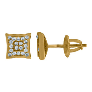 925 Sterling Silver Yellow-Tone Unisex Cubic Zirconia Kite Stud Earrings