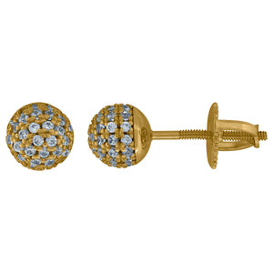 925 Sterling Silver Yellow-tone Womens Cubic Zirconia Ball Stud Earrings