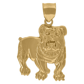 10kt Yellow Gold Mens Wildlife Animal Bull Dog Charm Pendant