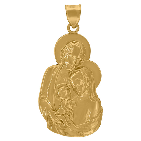 10kt Yellow Gold Polished Joseph Mary Jesus Religious Charm Pendant