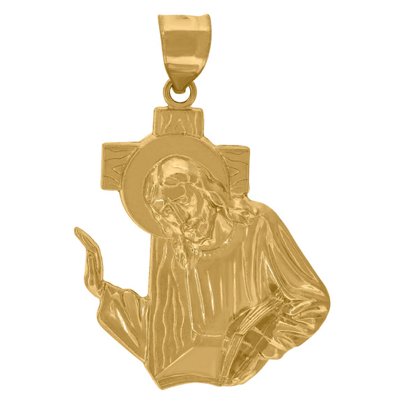 10kt Yellow Gold Polished Jesus Cross Religious Charm Pendant
