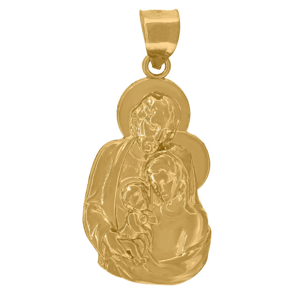 10kt Yellow Gold Polished Joseph Mary Jesus Religious Charm Pendant