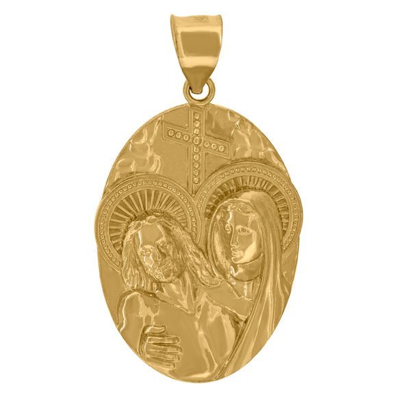 10kt Yellow Gold Polished Mary Jesus Religious Charm Pendant