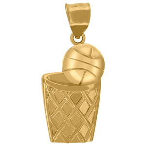 10kt Yellow Gold Polished Basket ball Sports Charm Pendant