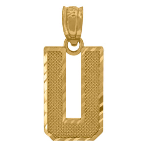 10kt Yellow Gold Unisex Textured Initial Letter U Charm Pendant