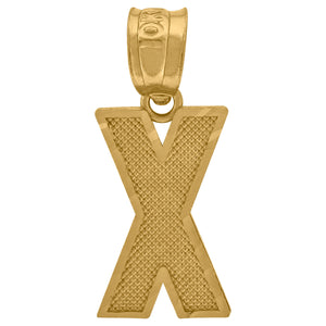 10kt Yellow Gold Unisex Textured Initial Letter X Charm Pendant