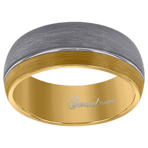 Tungsten Yellow Tone Mens Dome Comfort-fit Wedding Band 8mm Size-7