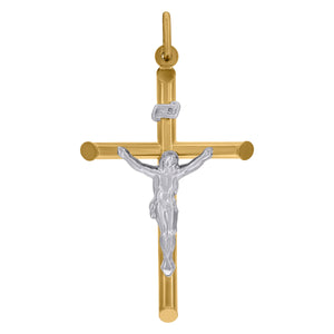 10kt Two-tone Gold Polished Cross Religious Charm Pendant