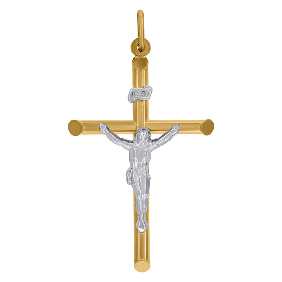 10kt Two-tone Gold Polished Cross Religious Charm Pendant