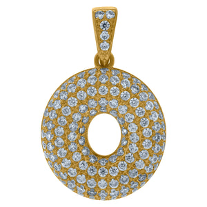 10kt Yellow Gold Mens Women Cubic-zirconia Number 0 Bubble Charm Pendant