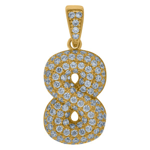 10kt Yellow Gold Mens Women Cubic-zirconia Number 8 Bubble Charm Pendant