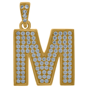 10kt Yellow Gold Mens Women Cubic-zirconia Initial M Charm Pendant