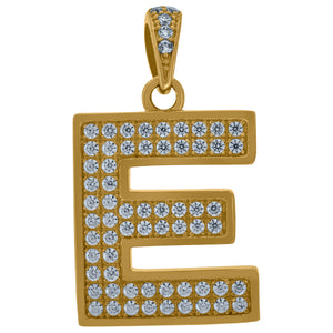 10kt Yellow Gold Mens Women Cubic-zirconia Initial E Charm Pendant