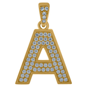 10kt Yellow Gold Mens Women Cubic-zirconia Initial A Charm Pendant