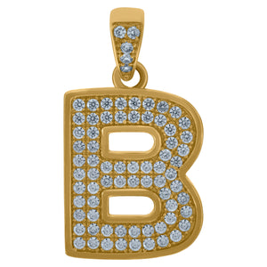 10kt Yellow Gold Mens Women Cubic-zirconia Initial B Charm Pendant