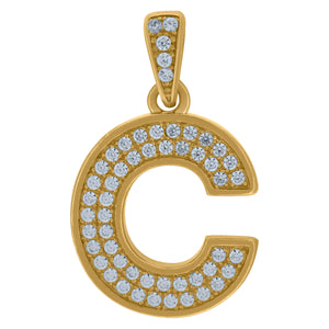 10kt Yellow Gold Mens Women Cubic-zirconia Initial C Charm Pendant