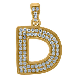 10kt Yellow Gold Mens Women Cubic-zirconia Initial D Charm Pendant