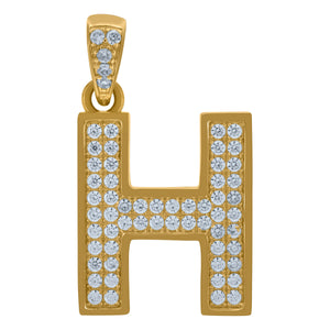 10kt Yellow Gold Mens Women Cubic-zirconia Initial H Charm Pendant