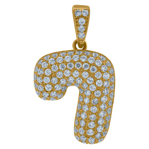 10kt Yellow Gold Mens Women Cubic-zirconia Number 7 Bubble Charm Pendant