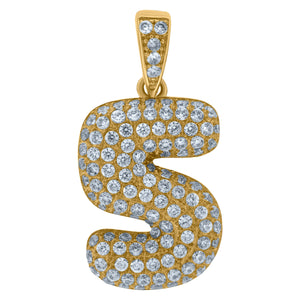 10kt Yellow Gold Mens Women Cubic-zirconia Number 5 Bubble Charm Pendant