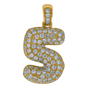 10kt Yellow Gold Mens Women Cubic-zirconia Number 5 Bubble Charm Pendant