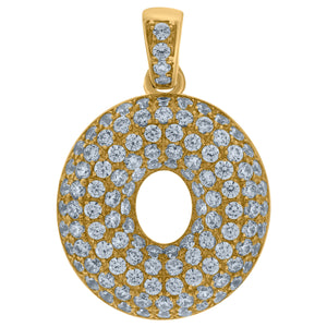 10kt Yellow Gold Mens Women Cubic-zirconia Number 0 Bubble Charm Pendant