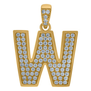 10kt Yellow Gold Mens Women Cubic-zirconia Initial W Charm Pendant
