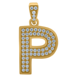 10kt Yellow Gold Mens Women Cubic-zirconia Initial P Charm Pendant
