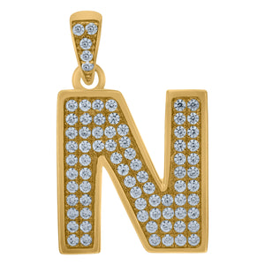 10kt Yellow Gold Mens Women Cubic-zirconia Initial N Charm Pendant