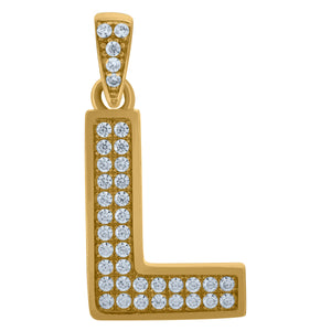 10kt Yellow Gold Mens Women Cubic-zirconia Initial L Charm Pendant