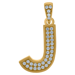 10kt Yellow Gold Mens Women Cubic-zirconia Initial J Charm Pendant