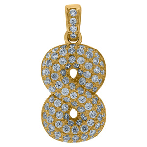 10kt Yellow Gold Mens Women Cubic-zirconia Number 8 Bubble Charm Pendant