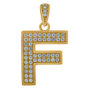 10kt Yellow Gold Mens Women Cubic-zirconia Initial F Charm Pendant