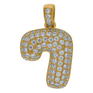 10kt Yellow Gold Mens Women Cubic-zirconia Number 7 Bubble Charm Pendant