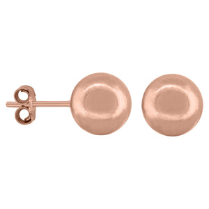 925 Sterling Silver Rose-tone Womens Ball Stud Earrings