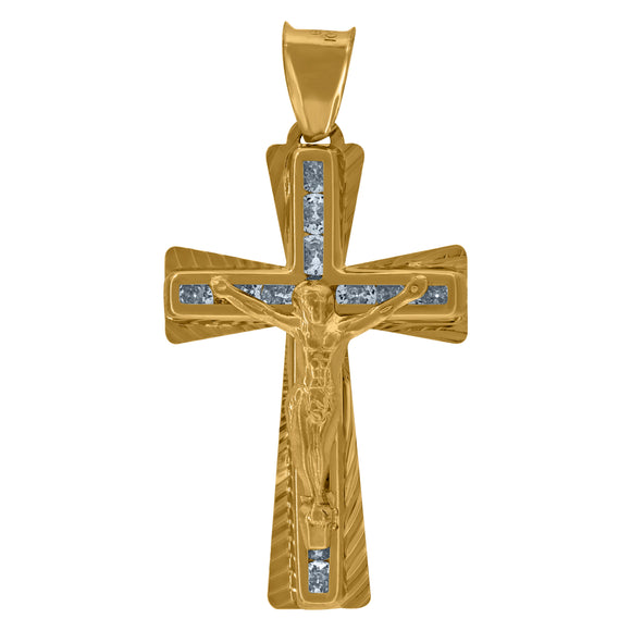 10kt Yellow Gold Unisex Cubic Zirconia Cubic-zirconia Crucifix Cross Religious Charm Pendant