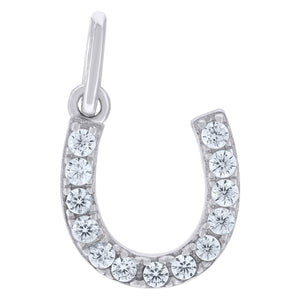 925 Sterling Silver Unisex Cubic-Zirconia Horseshoe Goodluck Charm Pendant