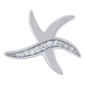 925 Sterling Silver Unisex Cubic-Zirconia Star Fish Ocean Charm Pendant