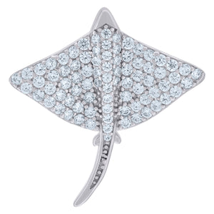 925 Sterling Silver Mens Cubic-Zirconia Stingray Ocean Charm Pendant