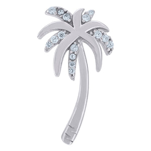 925 Sterling Silver Womens Cubic-Zirconia Palm Tree Beach Charm Pendant