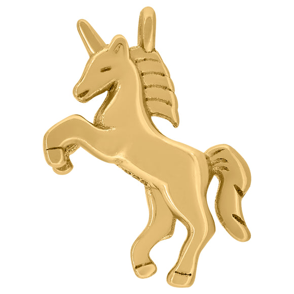 925 Sterling Silver Yellow-Tone Mens Unicorn Animal Charm Pendant