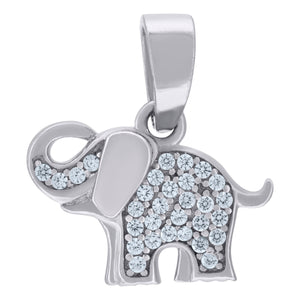 925 Sterling Silver Mens Cubic-Zirconia Elephant Animal Wildlife Charm Pendant