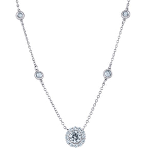 925 Sterling Silver Women Cubic Zirconia Fashion Halo Necklace