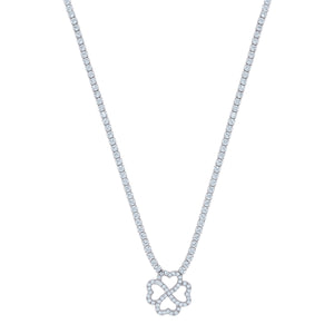 925 Sterling Silver Women Cubic Zirconia Fashion Flower Necklace
