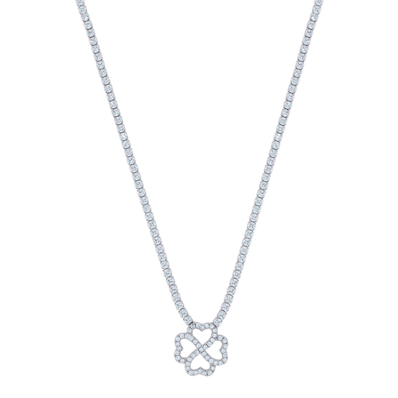 925 Sterling Silver Women Cubic Zirconia Fashion Flower Necklace