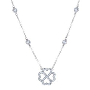 925 Sterling Silver Women Cubic Zirconia Fashion Flower Necklace