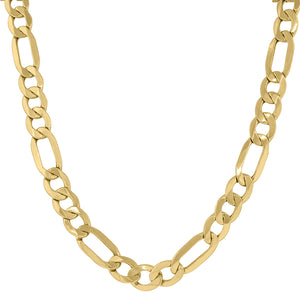 10kt Yellow Gold Mens Hollow Figaro Bracelet 10.6mm 9 inches