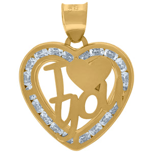 10kt Yellow Gold Unisex Cubic-zirconia I Love You Heart Charm Pendant