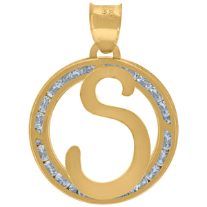 10kt Yellow Gold Unisex Cubic-zirconia Initial Letter S Heart Charm Pendant