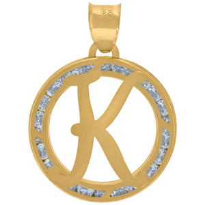 10kt Yellow Gold Unisex Cubic-zirconia Initial Letter K Heart Charm Pendant